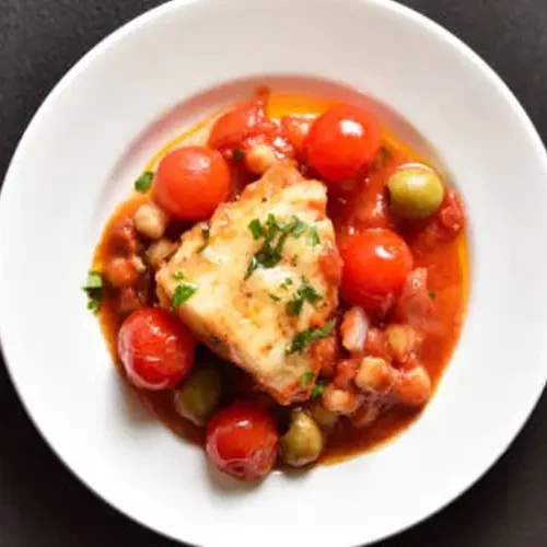 Cod with Tomato-Olive Sauce