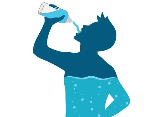 An Illustration Of A Man Drinking From A Bottle Of Water