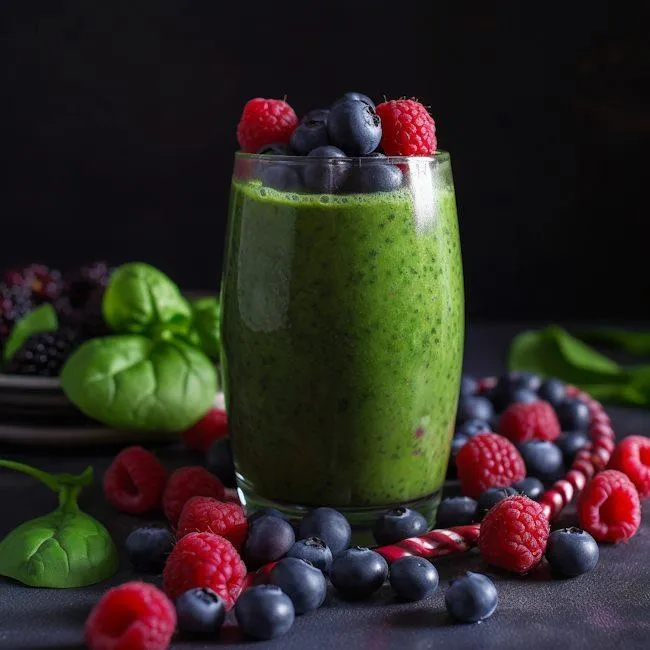 Image6 11Zon 13 A Glass Of Green Smoothie With Berries