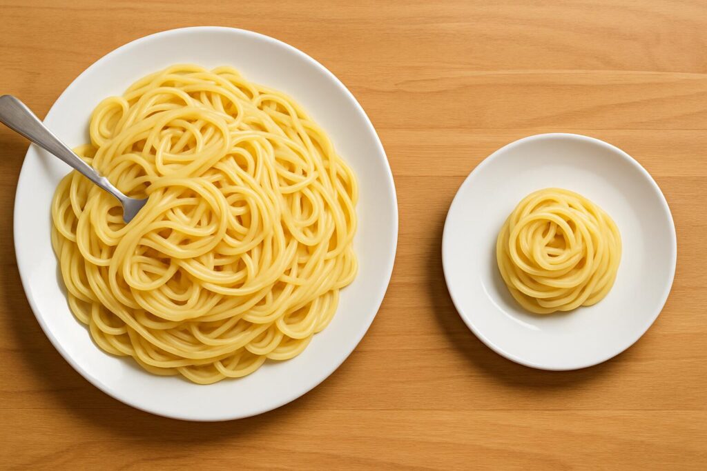 Manage Portion Sizes Less Is More Large And Small Pasta Portions Displayed